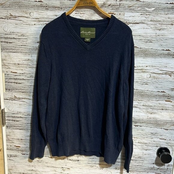 🚩 Eddie Bauer long sleeve  v-neck sweater size large - Picture 1 of 9